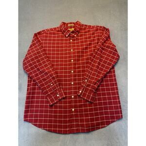Foundry Long Sleeve Button Down Plaid Check Pattern Size 2XLT Red CasualEasyCare